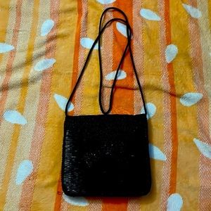 Black Beaded Bow Purse.